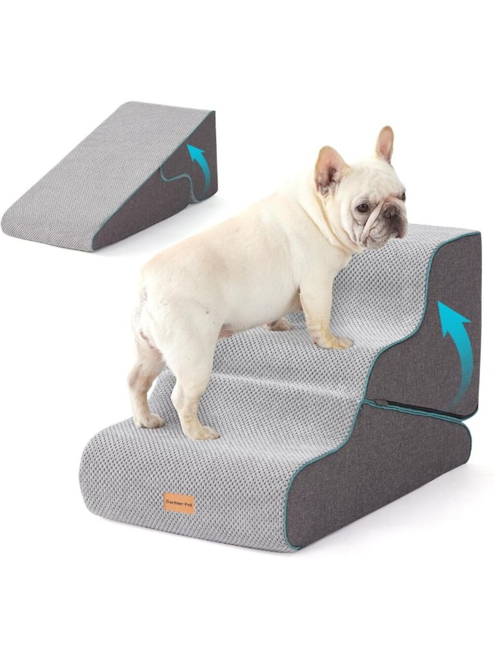 Transformable 3-Step Dog Stairs & Ramp for Small Dogs, Non-Slip Waterproof Cover